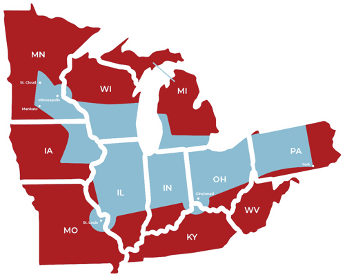 Anderson Trucking Service (ATS) Midwest Regional Hiring Map